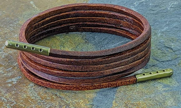 Natural brown 3 mm square leather laces
