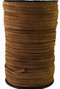 Brown suede leather cord 5 mm wide x 2 mm thick
