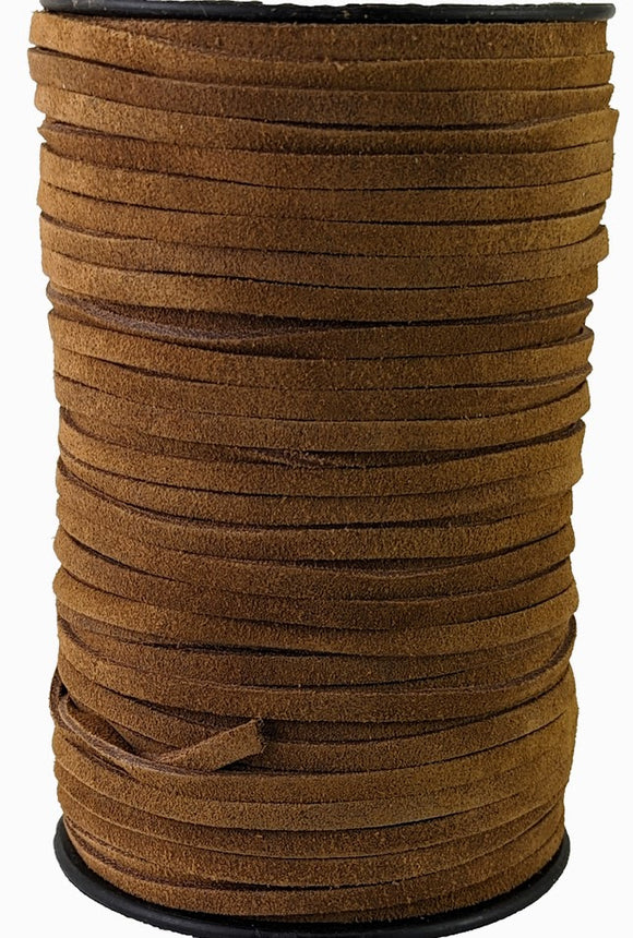 Brown suede leather cord 5 mm wide x 2 mm thick