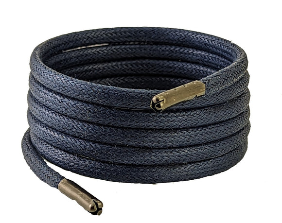 Navy wax cotton shoelaces & Boot laces 4 mmround