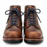 Navy wax cotton shoelaces & Boot laces 4 mm round.