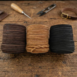 Black & brown 4 mm round leather cord