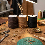 Light brown Black & Brown 4 mm Round  antique look Leather Cord