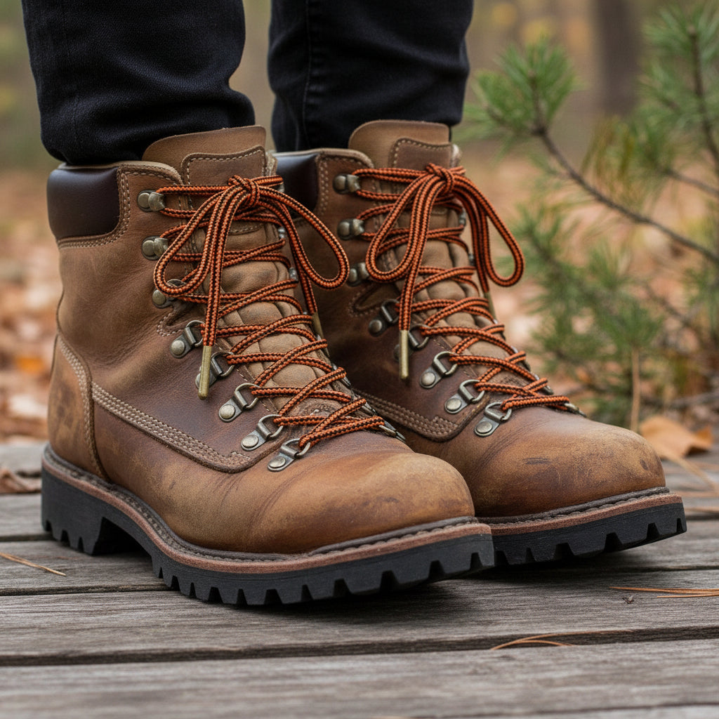Shoelaces and Boot Laces Orange with black stripe