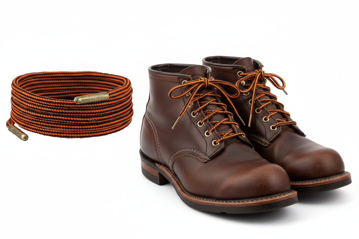 Shoelaces and Boot Laces Orange with black stripe