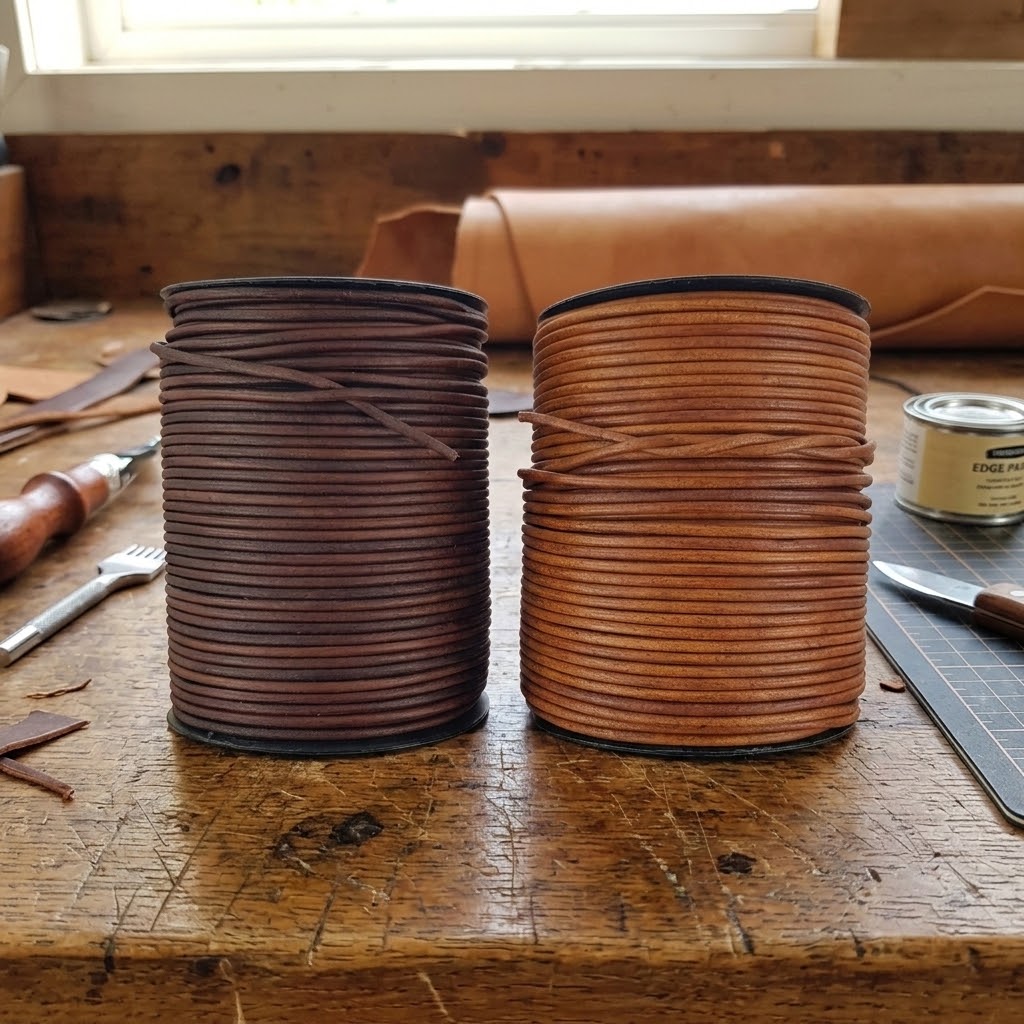 Brown and light brown 3 mm round leather craft cord