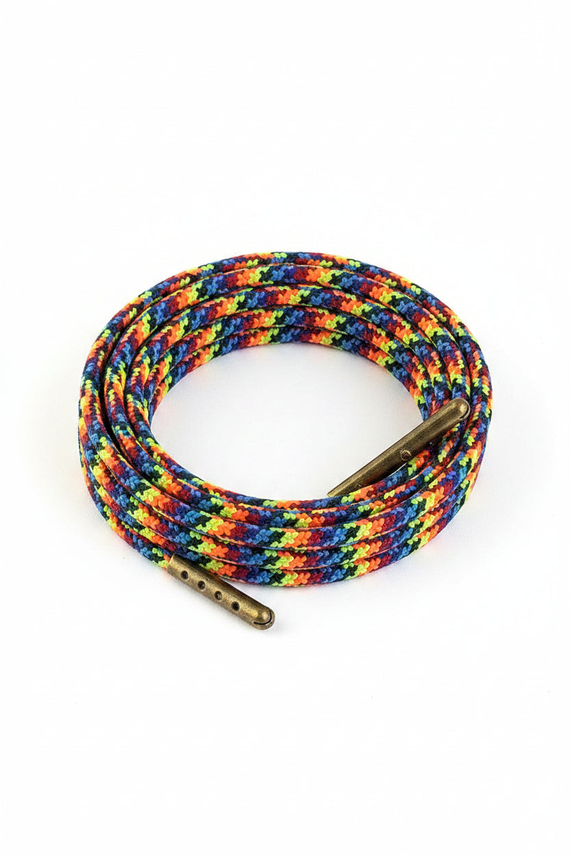 rainbow coloured shoelaces and boot laces