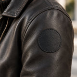 Black leather round repair patcth