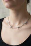 Leather barbed wire Necklaces silver Grey