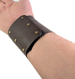 Wrist support brown leather with adjustable velcro strap