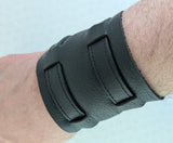 Black leather wrist support.