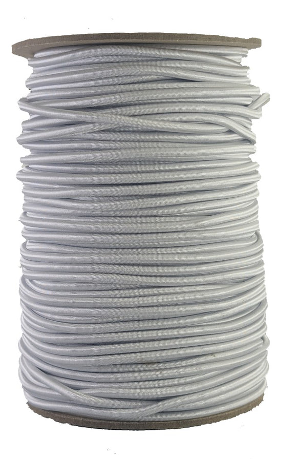 White 4 mm round elastic 100 meter roll