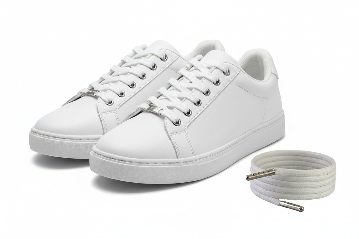 Pair of white sneakers Traiers round laces