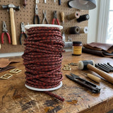 Braided  leather cord Autumn Red 5 mm Round