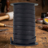Black Flat Decorative leather cord 10 mm x 2 mm