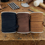 Leather suede cord Black & Brown Light Brown 10 mm wide