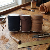Leather suede cord Black & Brown Light Brown 10 mm wide