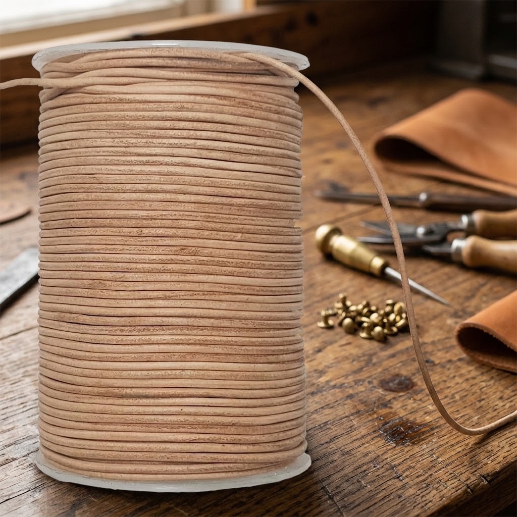 Light Brown leather craft cord lace 2 mm diameter round