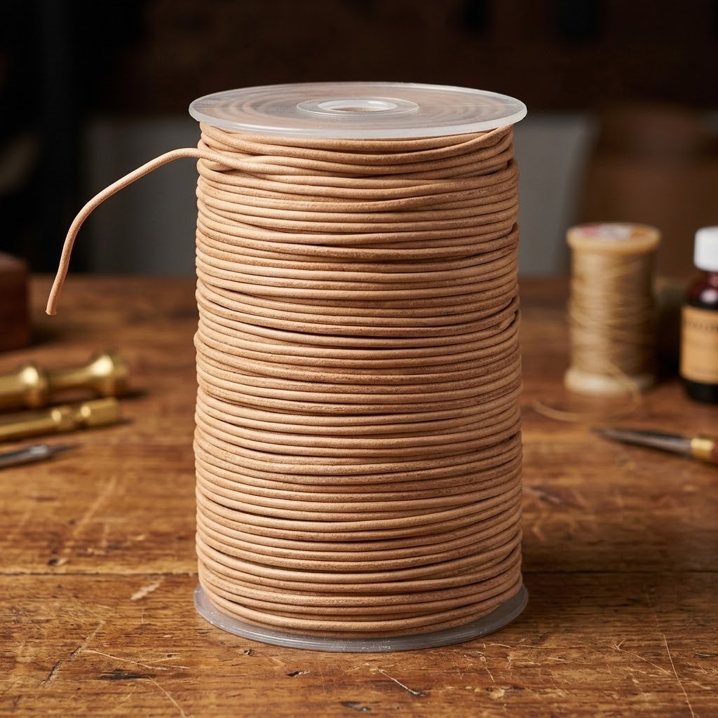 Light Brown leather craft cord lace 2 mm diameter round