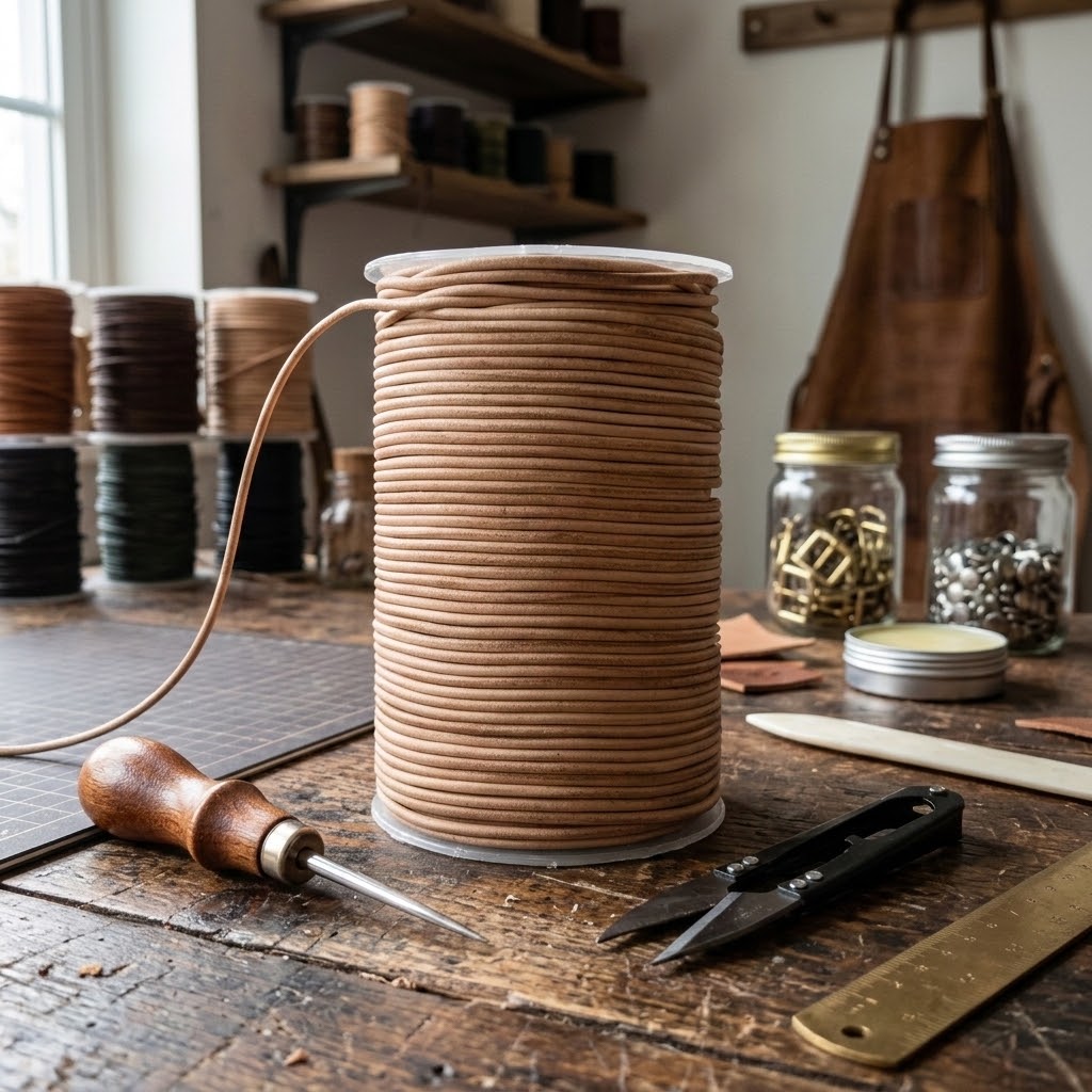 Light Brown leather craft cord lace 2 mm diameter round
