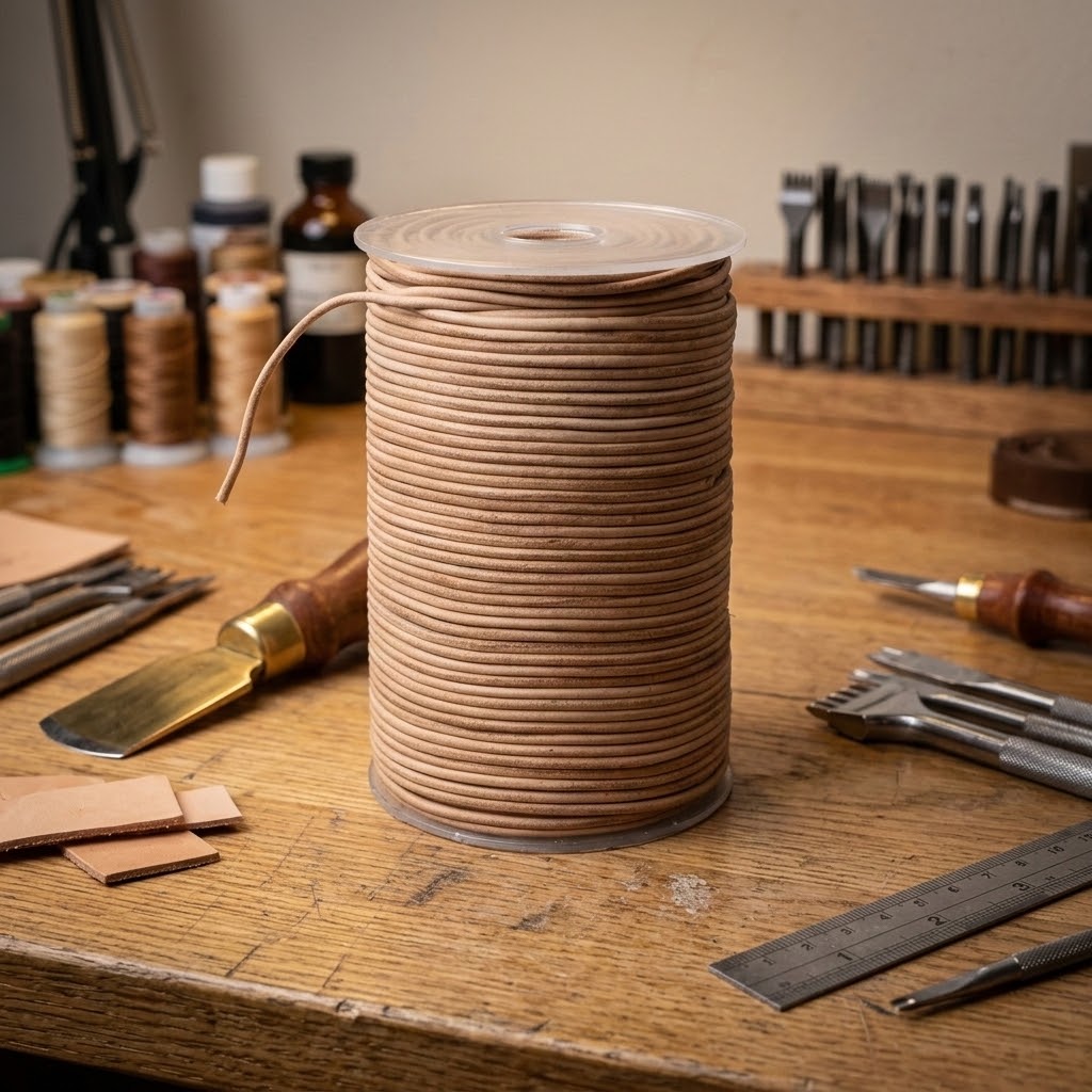 Light brown tan 2 mm round leather craft cord