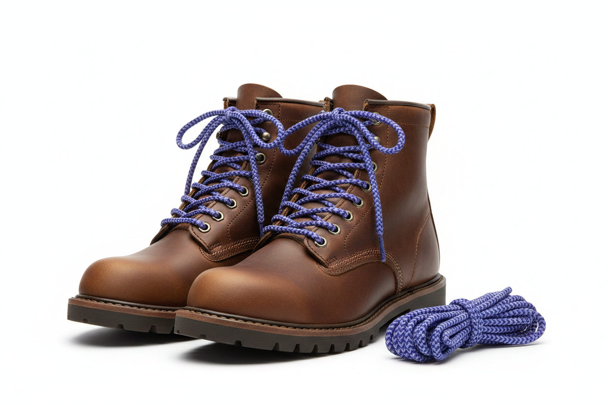 Purple laces with boots 140 cm long