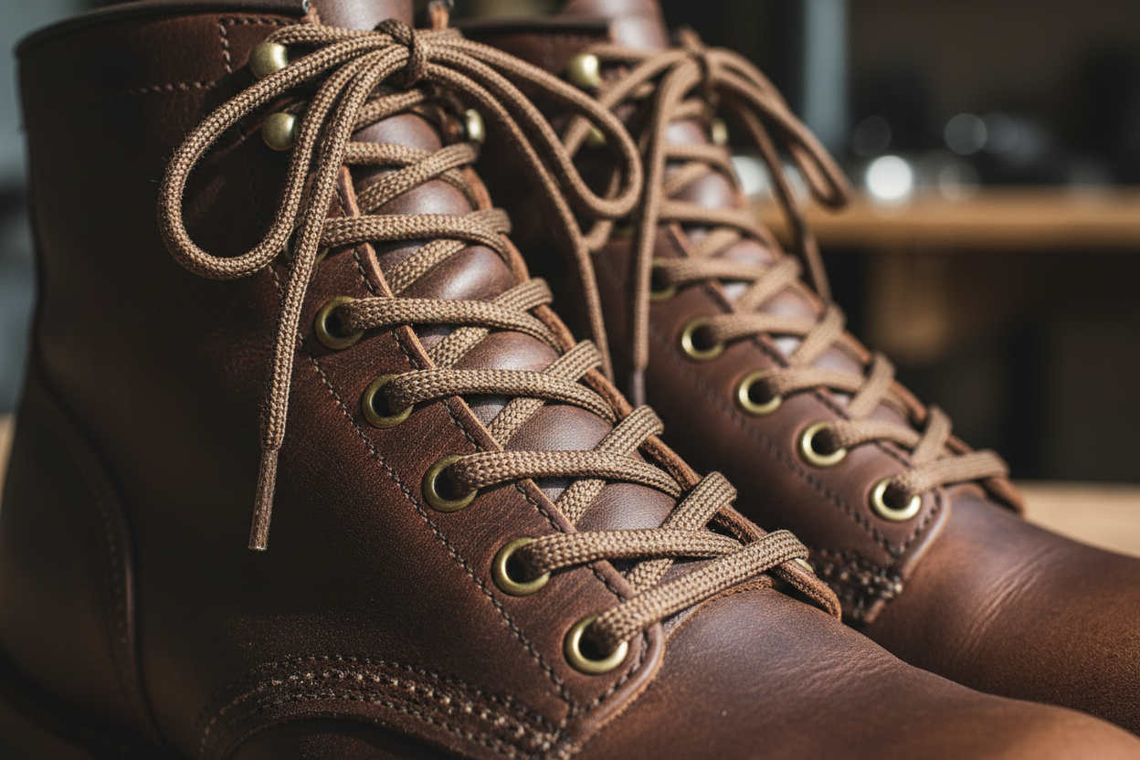 Shoelaces & Boot Laces Brown waxed cotton 120 cm 5 mm round