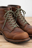 Green 4 mm flat wax cotton shoelaces and boot laces.