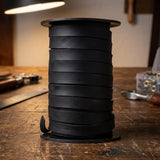 Leather cord black flat 10 mm wide