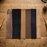 Black and brown suede leather strips