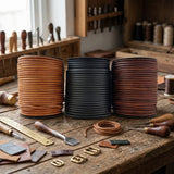 Light brown Black & Brown 4 mm Round Leather Cord