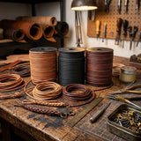 Light brown Black & Brown 4 mm Round Leather Cord
