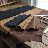 Leather suede sheets black and brown