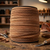 Brown Flat 5 mm wide 1.5 mm thick suede leather cord