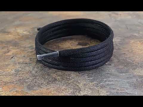 Black wax cotton shoelaces & Boot laces 3 mm round with clear lace tips