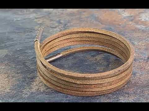 Green/Brown leather shoelaces and Boot laces 3 mm Square