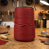 Braided leather cord Red 4 mm Round