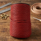 Braided leather cord Red 4 mm Round