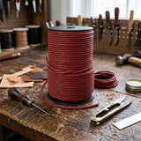 Braided leather cord Red 4 mm Round