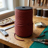 Braided leather cord Red 4 mm Round
