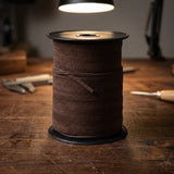 Flat leather suede leather cord Brown 5 mm wide