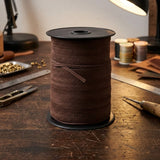 Flat leather suede leather cord Brown 5 mm wide