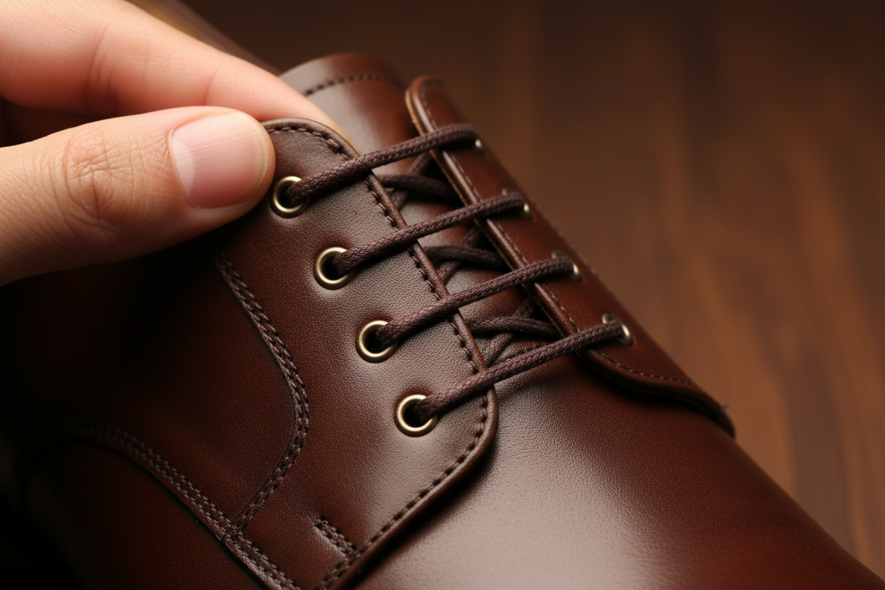Shoelaces  dark Brown waxed cotton 75 cm 3 mm round show lace up in shoe
