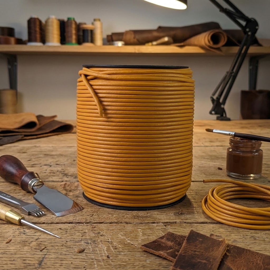 Brown Tan 3 mm round Leather craft cord
