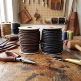 Braided Leather cord Black or Brown 5 mm Round