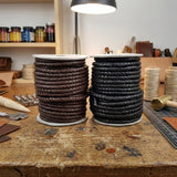 Braided Leather cord Black or Brown 5 mm Round
