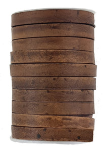 Brown leather strips 1 meter long x 10 mm wide 2 mm thick.