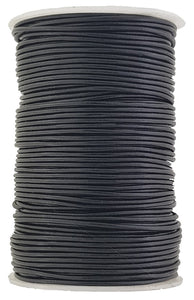 Black Leather 2 mm round cord wire smooyh finish.