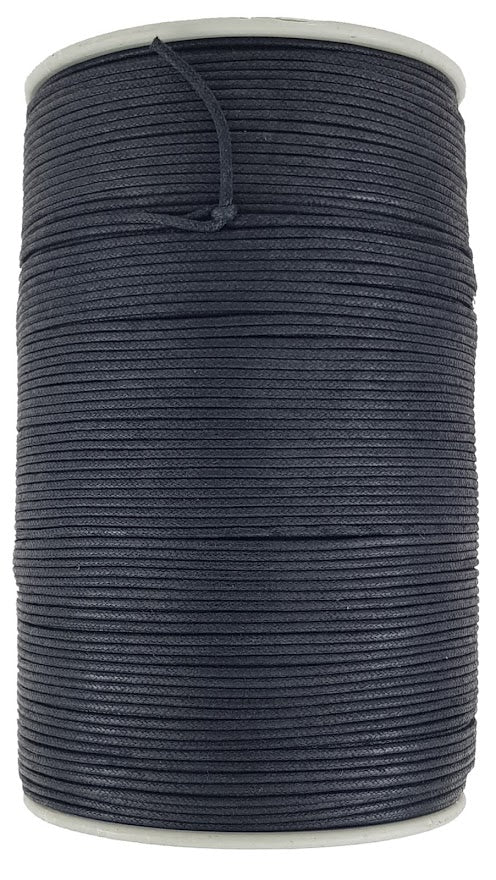 Black 2 mm round wax cotton cord