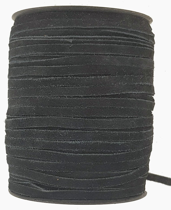 Black Flat 5 mm x 1.5 mm thick suede leather cord